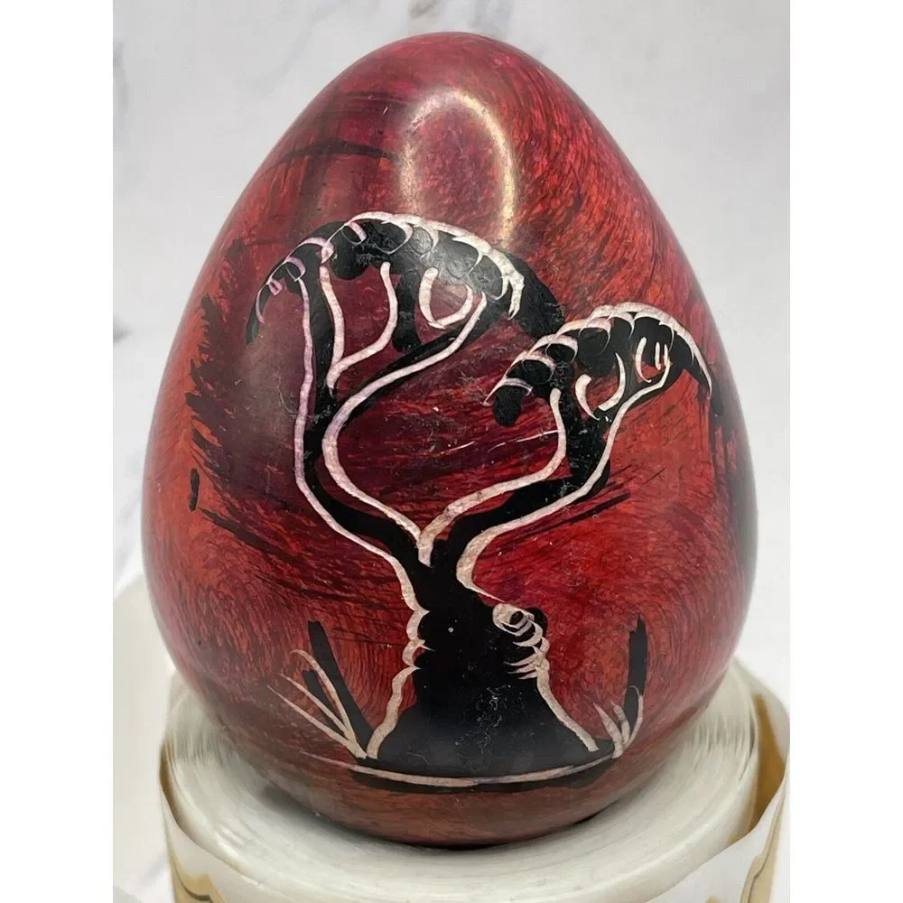 Handmade African‎ Elephant Oval Soapstone Plate & Giraffe Egg